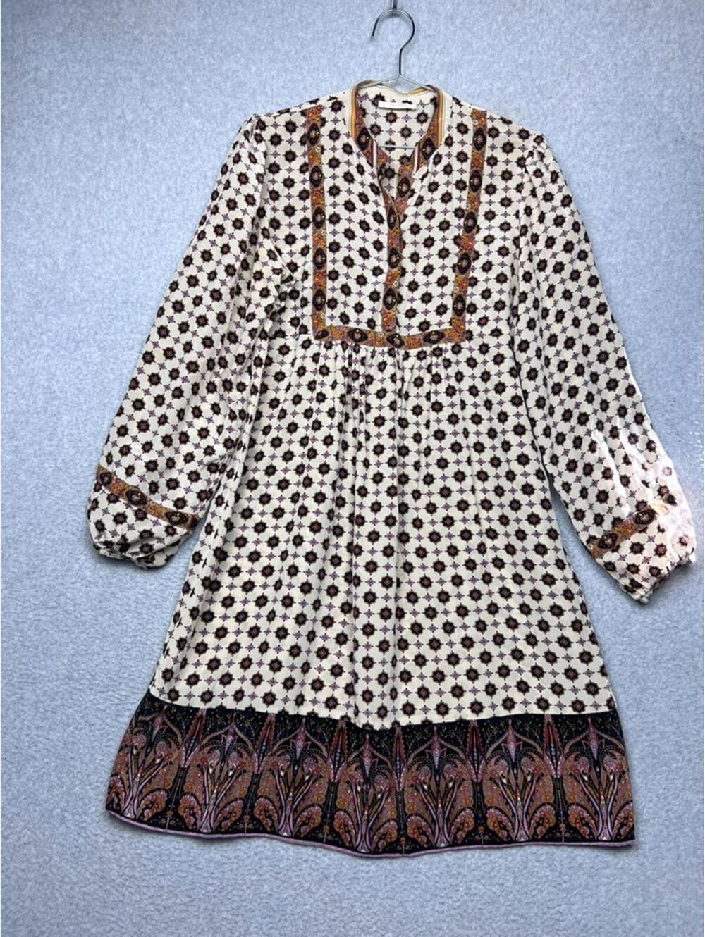 Bel Air Paris Benefit Silk Paisley Dress V-Neck Boho Parisian T2 / M French Girl